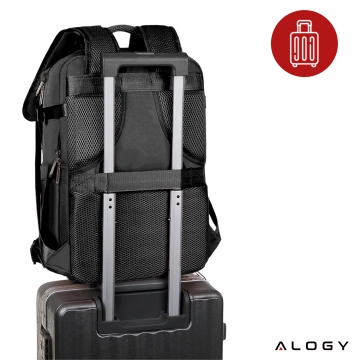 Alogy Unisex Schwarz Herren Damen Reise-Laptop-Rucksack für Koffer Gepäck für Flugzeug Arbeit Schule 45x30x20cm