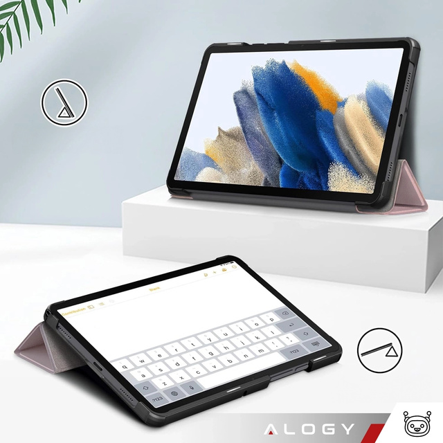 Etui do Samsung Galaxy Tab A9+ 2023 11" (X210/X215/X216) Alogy Book Cover Case obudowa ochronne Różowe + Szkło