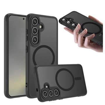 Samsung Galaxy S25 Plus Hülle, Schutzhülle, Alogy Matte HybridMag™️ Hülle für MagSafe, Mattschwarz