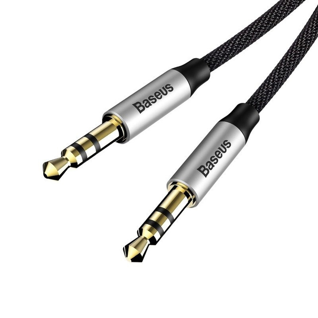 Kabel audio mini jack 3,5mm AUX Baseus Yiven 0,5m (czarno-srebrny)