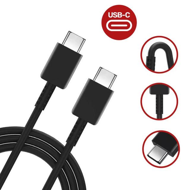 Ładowarka Sieciowa Oryginalna Samsung USB-C 25W + Kabel USB-C 1.8 m, Super Fast Charge, Szybkie Ładowanie, Zestaw Premium – Czarna