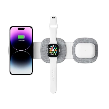 QI15W-A24 3IN1 magnetisches MagSafe kabelloses Ladegerät für iPhone, Airpods, Apple Watch Grau