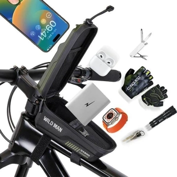 WILDMAN GX200 2L Fahrradrahmentasche Schwarz Handyhalterung