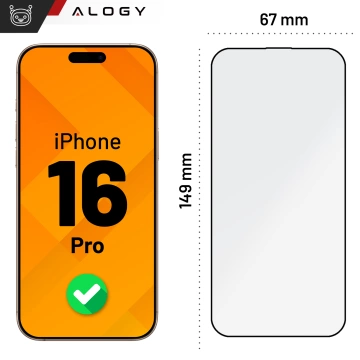 Szkło hartowane do Apple iPhone 16 Pro ochronne szkiełko na ekran 9H Alogy EasyShield™️ z ramką montażową