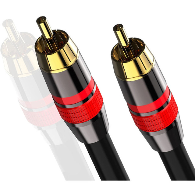 3m Kabel RCA do RCA (cinch) przewód Subwoofer premium MOZOS czarno-czerwony pozłacane wtyki