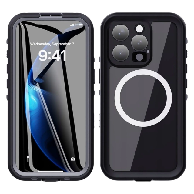 Etui Wodoodporne Alogy HydroArmor™ IP68 Case z przezroczystym tyłem Pancerna obudowa 360 do MagSafe do Apple iPhone 16 Pro