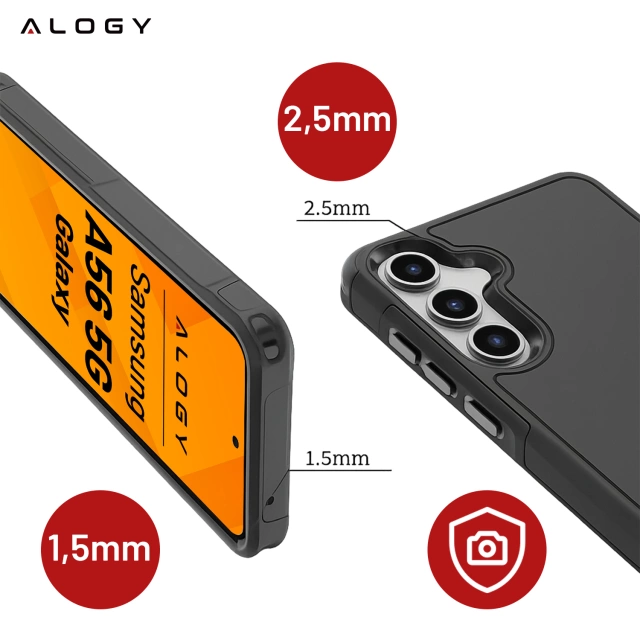 Etui do Samsung Galaxy A56 / A36 5G 2025 Pancerna Obudowa Ochronna na Telefon Wzmocniona Alogy HeavyDuty™️ Case Czarne + Szkło hartowane