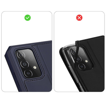 Dux Ducis Skin X Schutzhülle aus Leder für Galaxy A52 / A52s 4G / 5G Marineblau