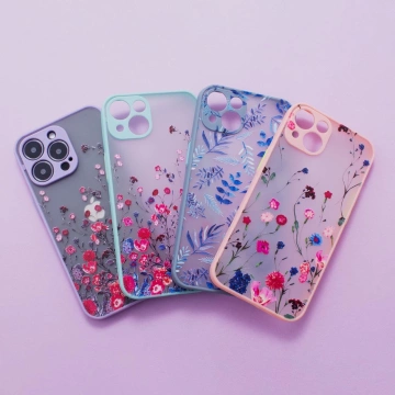Design Case für iPhone 12 Pro Max, florale Hülle dunkelblau