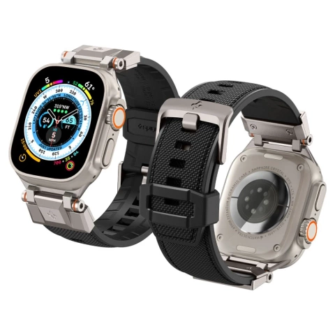 Pasek Spigen Durapro Armor do Apple Watch 4 / 5 / 6 / 7 / 8 / 9 / Se / Ultra 1 / 2 (42 / 44 / 45 / 49 mm) to zestawienie nowoczesnych materiałów, które łączą w sobie trwałość i styl, tworząc unikalny dodatek dla twojego smartwatcha.