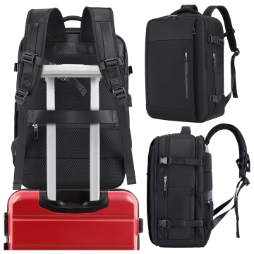 Bange wasserdichter Rucksack für 15,6-Zoll-Laptop, Stadtreisender, 45 x 30 x 16 cm, für Arbeit, Flugzeug, Herren, Damen, mit USB-Anschluss Schwarz