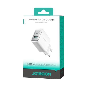 Joyroom USB-C / USB-A 30W Netzwerkladegerät - Weiß