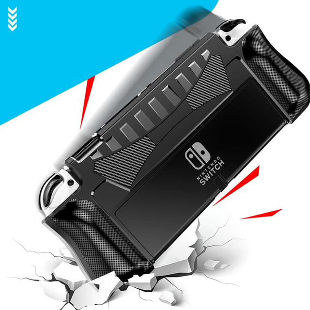 Etui do Nintendo Switch OLED obudowa case pokrowiec grip wzmocniony Alogy Czarne + Szkło