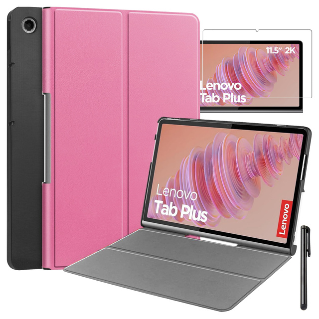 Etui + Szkło ochronne do Lenovo Tab Plus 11.5" 2024 TB351FU Alogy Book Cover Case obudowa na tablet Różowe + Rysik Gratis