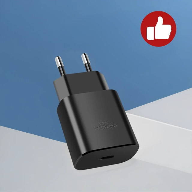 Ładowarka Sieciowa Oryginalna Samsung USB-C 25W + Kabel USB-C 1.8 m, Super Fast Charge, Szybkie Ładowanie, Zestaw Premium – Czarna