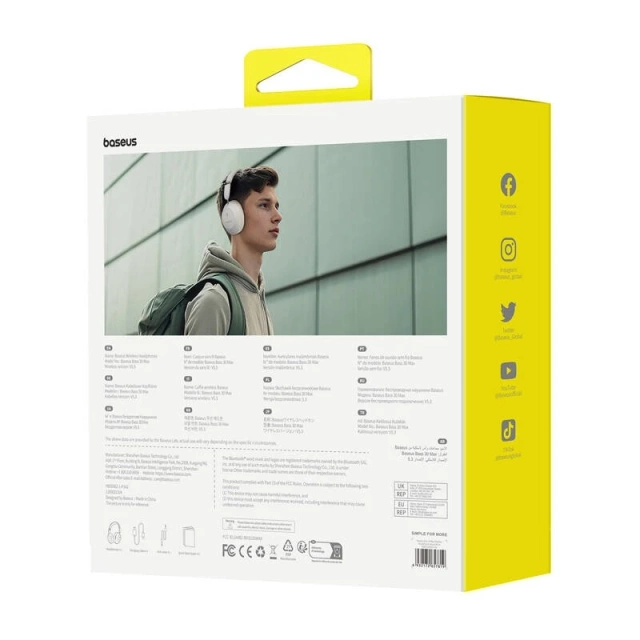 Słuchawki bezprzewodowe Baseus Bass 30 Max Białe