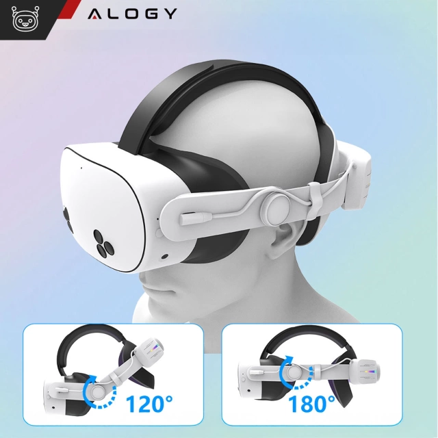 Regulowany wymienny pasek opaska Alogy Akumulator 12000 mAh do Meta Quest 3 Elite Color RGB