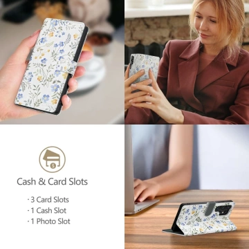 Etui do iPhone 16e Tech-Protect Wallet Frühlingsblumen