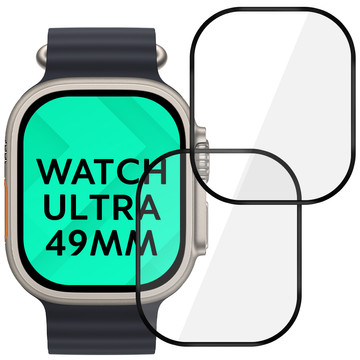 2x Flexibles Glas 3D Alogy Displayschutzfolie Pro für Apple Watch Ultra 49mm Schwarz