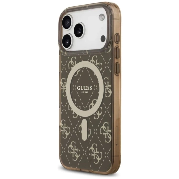 Etui Guess IML 4G Background MagSafe do iPhone 17 Pro Max Brązowy