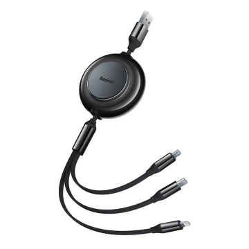 Baseus Bright Mirror 2 3in1 USB Kabel, Micro USB / Lightning / USB-C, flach, 3.5A, 1.1m (schwarz)