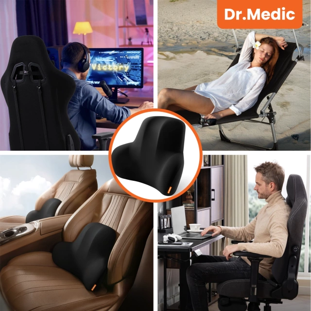 Poduszka do Samochodu pod Plecy Lędźwie DR.MEDIC ErgoDrive™ Ergonomiczna poduszka lędźwiowa na fotel krzesło do biura gaming auta dla kierowcy pasażera
