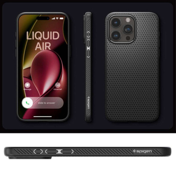 Hülle für iPhone 15 Pro Max Spigen Liquid Air Case, Gehäuse, schützende Rückseite, Mattschwarz