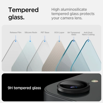 Kameraschutz für iPhone 16e Spigen Optik Pro Glas.TR "EZ Fit" Kameraschutz 2er-Pack Schwarz