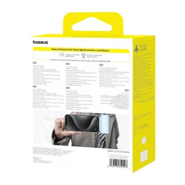 Baseus Compact Powerbank 5000 mAh 20 W USB-C Mini Schnellladung Blau