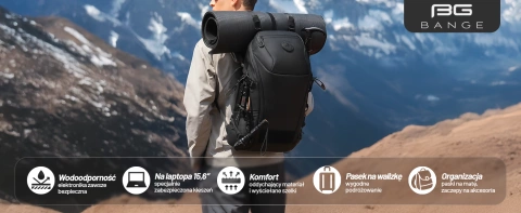 Bange wasserdichter Rucksack für 15,6-Zoll-Laptop, Stadtreisender, 45 x 30 x 16 cm, für Arbeit, Flugzeug, Herren, Damen, mit USB-Anschluss Schwarz