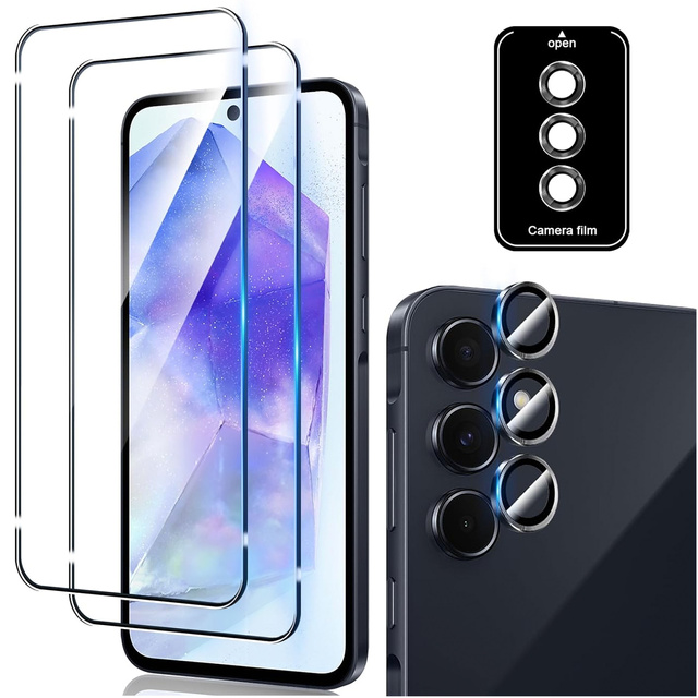 2x Szkło hartowane na ekran + szkło na obiektyw do Samsung Galaxy A35 5G zestaw szkieł ochronnych Clear Set