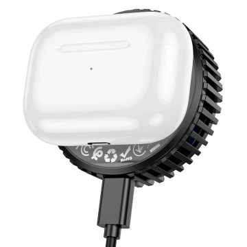 Hoco 2in1 15W Qi MagSafe Induktives Ladegerät mit Lüfter – Schwarz
