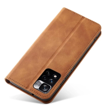 Magnet Fancy Case etui do Xiaomi Redmi Note 11 Pro pokrowiec portfel na karty kartę podstawka brązowy
