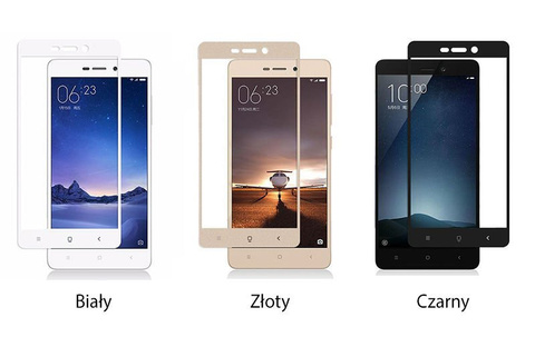 Szkło hartowane na cały ekran Xiaomi Redmi 3S/ 3 Pro białe