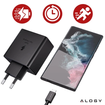 USB-C Typ C PD Premium Wandladegerät schnelles 45W 3A Typ-C Kabel 1M Alogy schwarz
