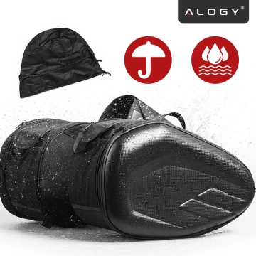 Sakwa Motocyklowa 38–58L – Torba, Kufry boczne, Sakwa na Tylne Siedzenie, Wodoodporna, Twardy Materiał, Regulowana na Motocykl – Alogy RoadPack™ Czarna