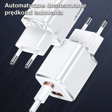 USAMS Wandladegerät 1xUSB-C 1xUSB T43 33W PD3.0 QC3.0 Kabel U63 USB-C zu Lightning schwarz/schwarz USKTZ01
