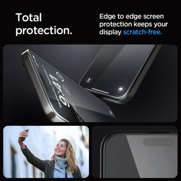Spigen Glas.tR „Ez Fit“ FC 2er-Pack gehärtetes Glas für Apple iPhone 15 Pro Schwarz