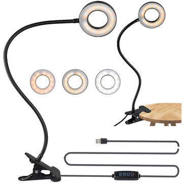 Lampe flexibler Ring Lampe Alogy Clipring für Schreibtisch flexible Universalfernbedienung USB Schwarz