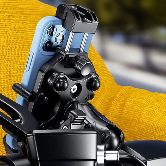 Uchwyt Motocyklowy Rowerowy na kierownicę KEWIG M26-C1 na telefon z systemem przeciwwstrząsowym na motor quada skuter Czarny