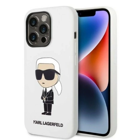 Etui Karl Lagerfeld KLHCP14XSNIKBCH do iPhone 14 Pro Max 6,7" hardcase Silicone Ikonik biały/white