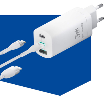 Ładowarka sieciowa 3mk Hyper Charger 65W 2x USB-C Type C USB QC PD 65W Biała