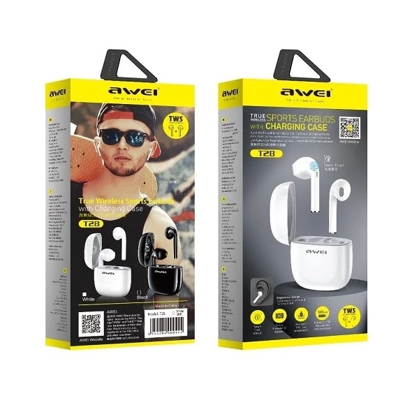 AWEI Słuchawki Bluetooth 5.0 T28 TWS + stacja dokująca Białe