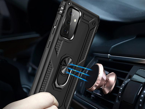 Alogy Stand Armor Ring-Rüstungshülle für Samsung Galaxy A72 Schwarz