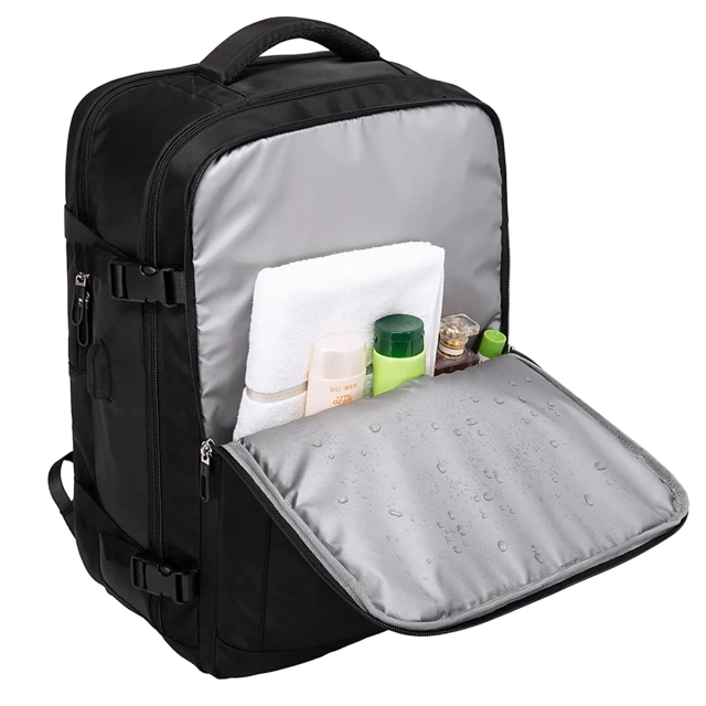 Plecak wodoodporny Bange na laptopa 15.6" miejski podróżny 46x31.5x20 cm do pracy samolotu męski damski z z gniazdem USB Czarny