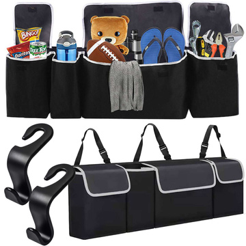 Auto-Organizer, Tasche für den Kofferraum des Autos, großer Kofferraum für den Sitz mit Klettverschluss, Alogy Black, 2x Kopfstützenhalterung
