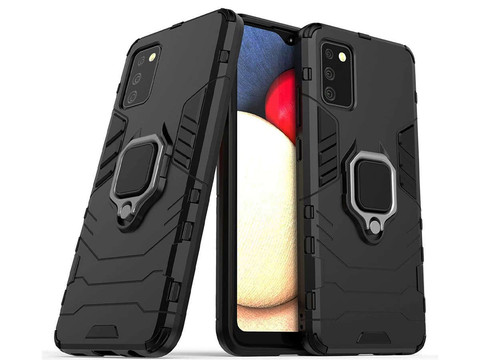 Etui Alogy Stand Ring Armor do Samsung Galaxy A02s/ A03s 164mm czarne + Szkło