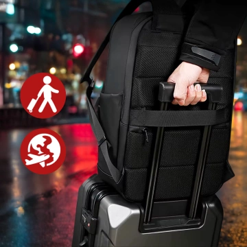 Bange 26L wasserdichter Rucksack für Laptops bis 15,6 Zoll – Geräumig und komfortabel, robust und atmungsaktiv, ideal für Stadt und Reisen, Arbeit und Flugreisen, Unisex – Schwarz