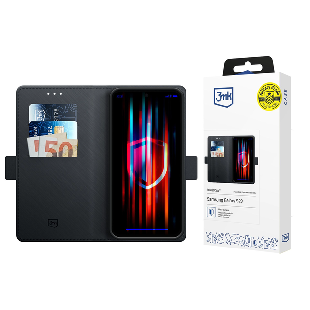 Etui na telefon 3mk Wallet Case portfel do Samsung Galaxy S23 5G zamykane na magnes Czarne