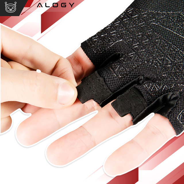 Rękawiczki rowerowe M krótkie bez palców męskie damskie Unisex sportowe na rower na MTB Gravel Kross Alogy Czarne